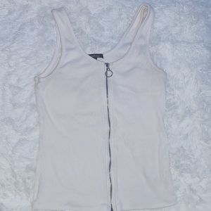 Medium white tank top with zipper